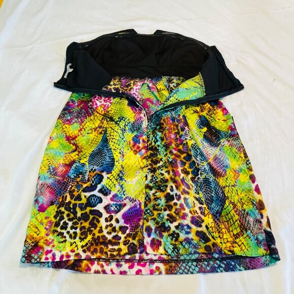 Charlotte Strapless Dress With Vibrant Animal Print & Black Satin Bodice Size 4 - Picture 5 of 14